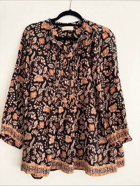 Natalie Martin Black Tunic with Pink & Orange Floral Print